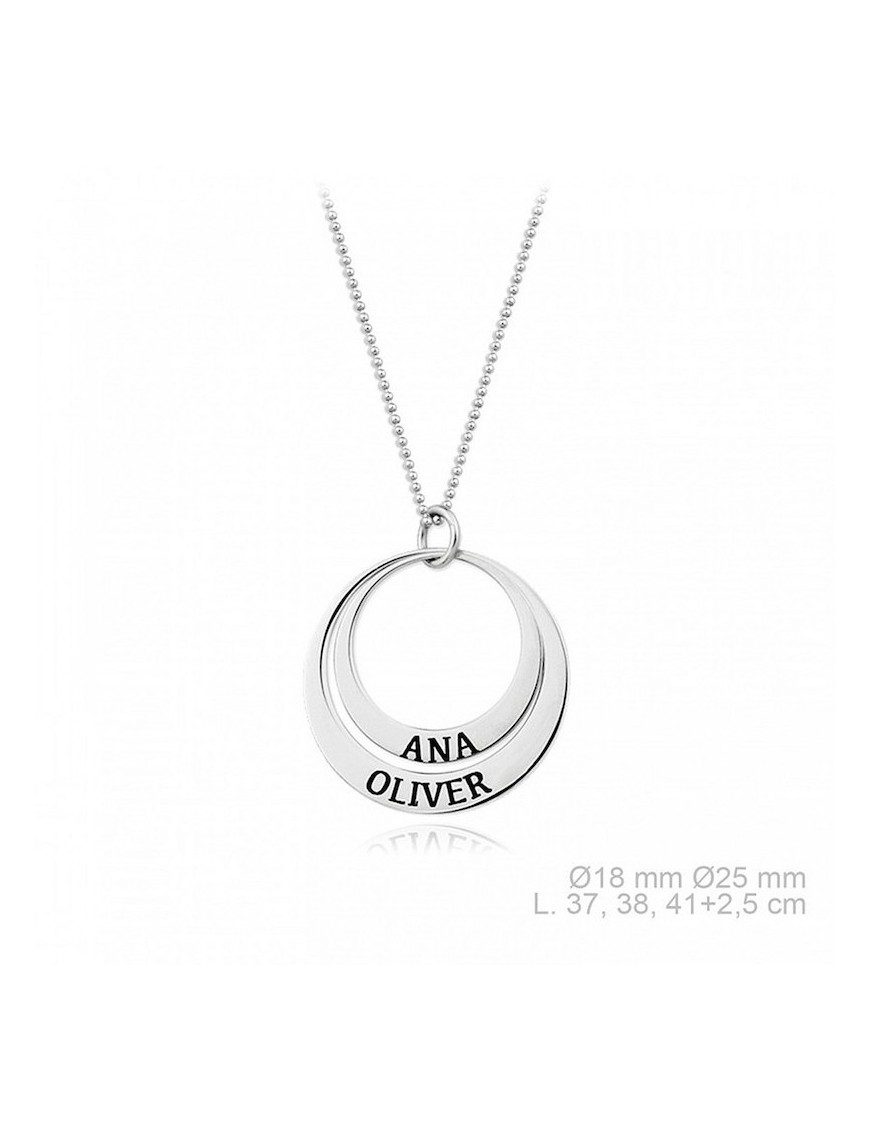 GARGANTILLA CÍRCULOS 2 NOMBRES EN PLATA DE LEY