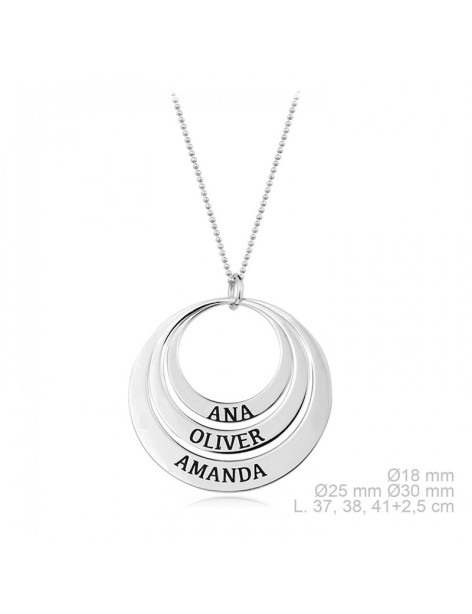 GARGANTILLA CÍRCULOS 3 NOMBRES EN PLATA DE LEY