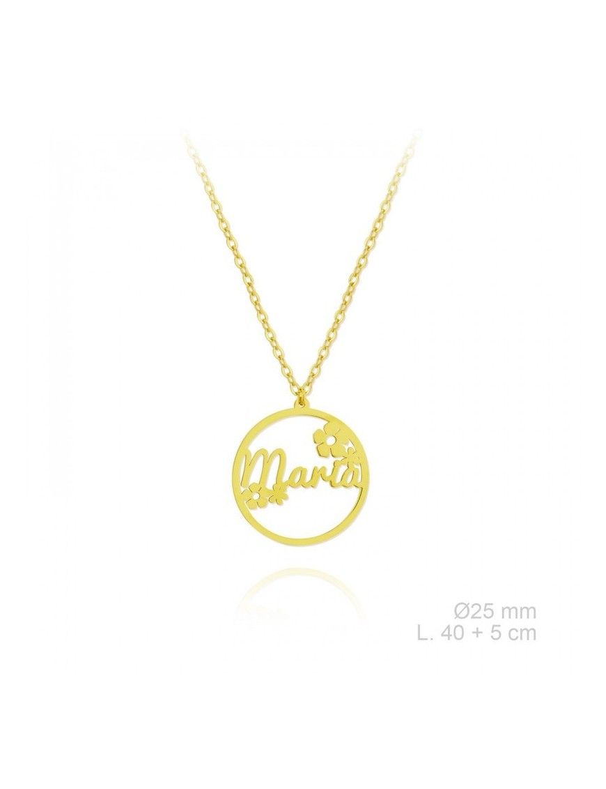 GARGANTILLA FLORES NOMBRE EN PLATA DE LEY