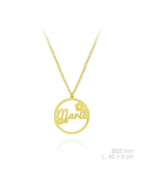 GARGANTILLA FLORES NOMBRE EN PLATA DE LEY