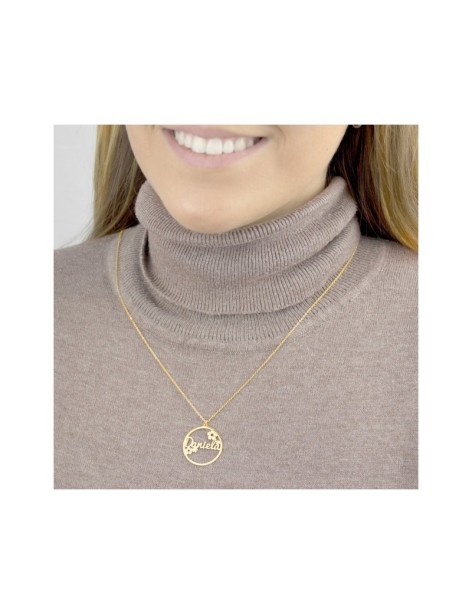 GARGANTILLA FLORES NOMBRE EN PLATA DE LEY