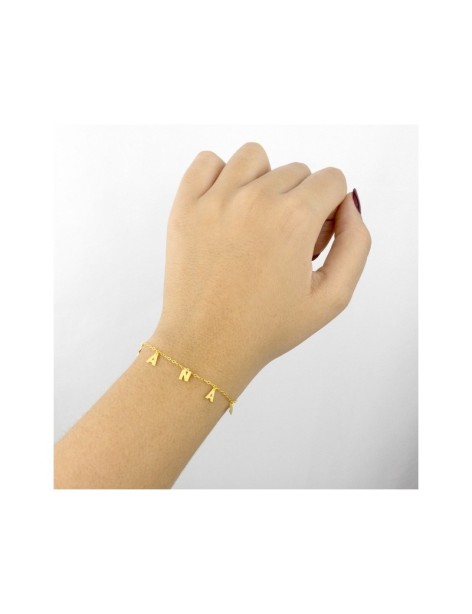 PULSERA LETTER PERSONALIZADA LISA EN PLATA DE LEY