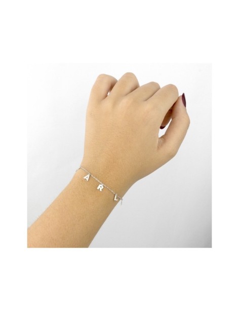 PULSERA LETTER PERSONALIZADA LISA EN PLATA DE LEY