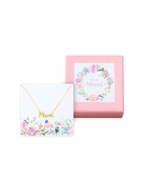 GARGANTILLA "MAMÁ" EN PLATA DORADA Y CIRCONITAS