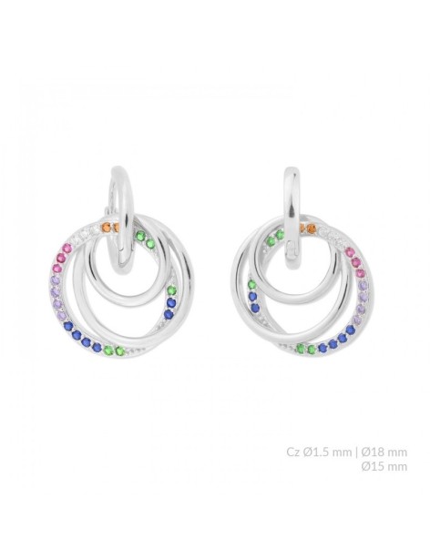 PENDIENTES CÍRCULOS PLATA Y CIRCONITAS DE COLORES