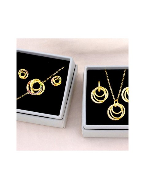 PENDIENTES CÍRCULOS PLATA Y CIRCONITAS DE COLORES