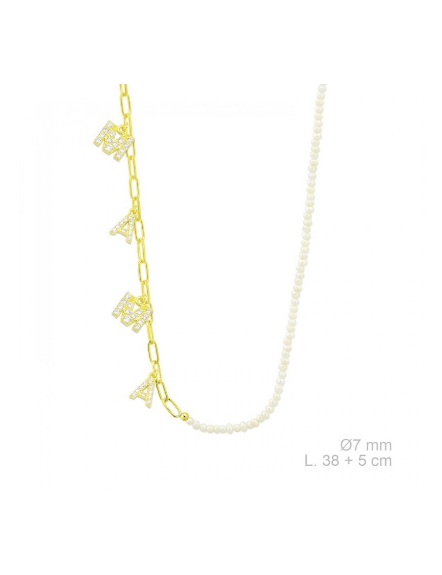 GARGANTILLA "MAMA" PLATA DE LEY CON CIRCONITAS