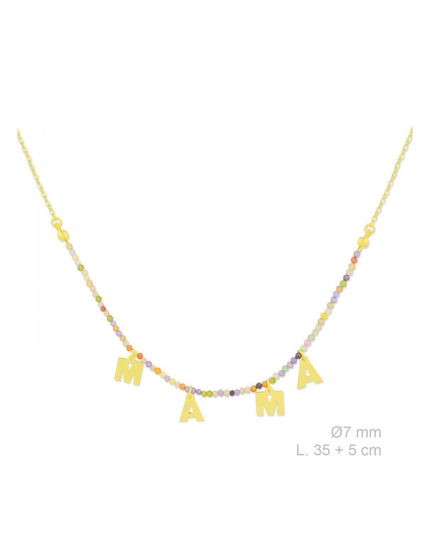 GARGANTILLA "MAMA" PLATA PIEDRAS COLORES