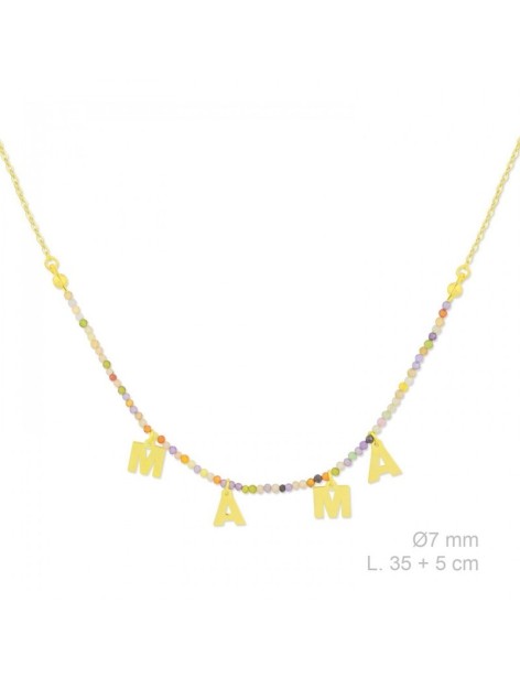 GARGANTILLA "MAMA" PLATA PIEDRAS COLORES
