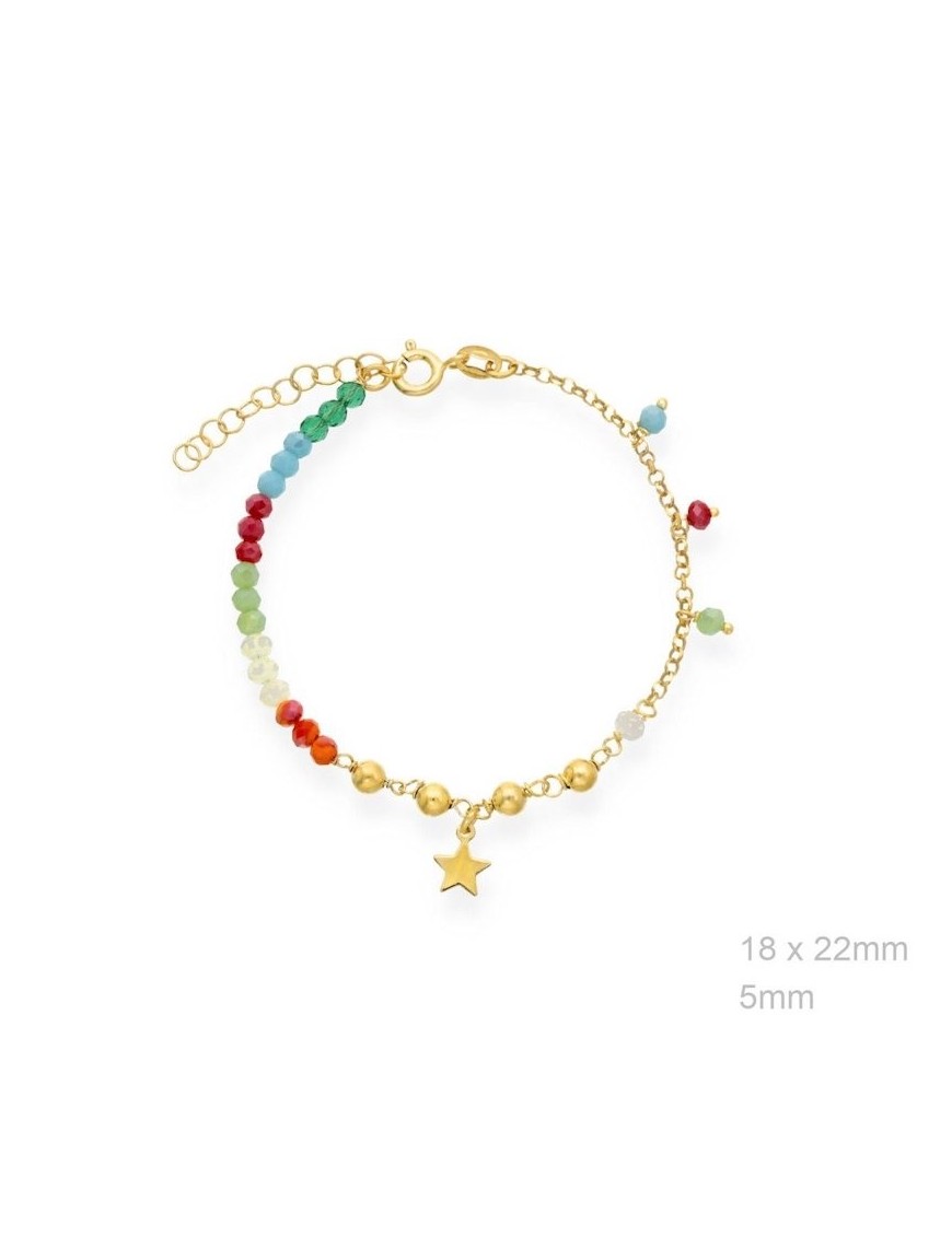 PULSERA ESTRELLA BOLITAS PIEDRAS COLORES