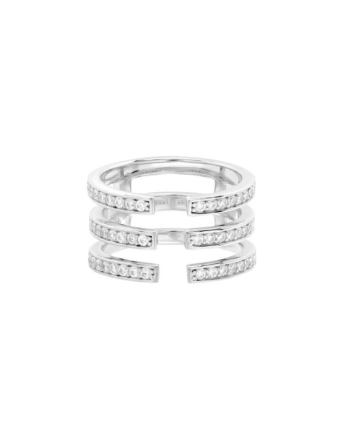 ANILLO ABIERTO EN PLATA Y CIRCONITAS