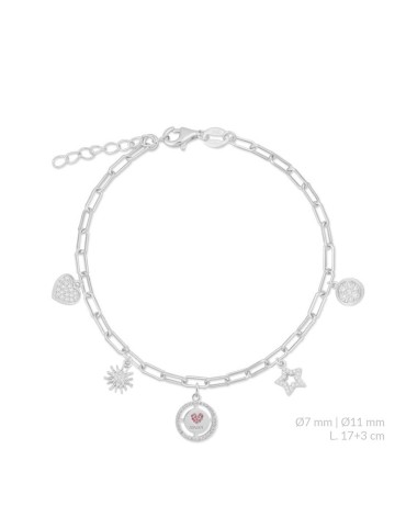PULSERA MAMÁ CHARMS PLATA Y...