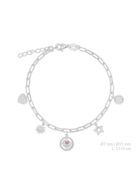 PULSERA MAMÁ CHARMS PLATA Y CIRCONITAS