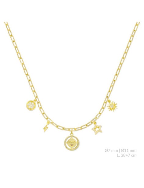 GARGANTILLA LOVE CHARMS MAMÁ PLATA Y CIRCONITAS