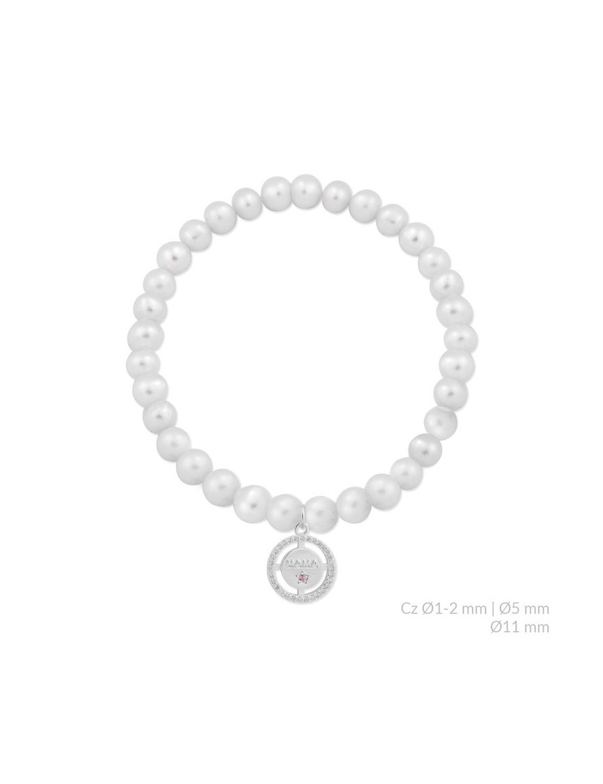 PULSERA MAMÁ PLATA Y CIRCONITAS