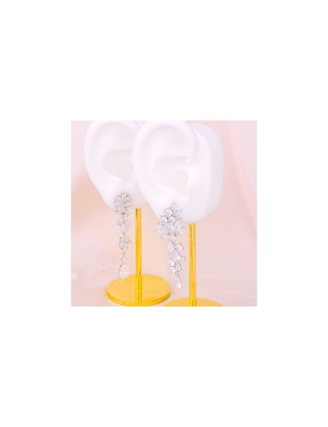 PENDIENTES WEDDING PLATA Y CIRCONITAS