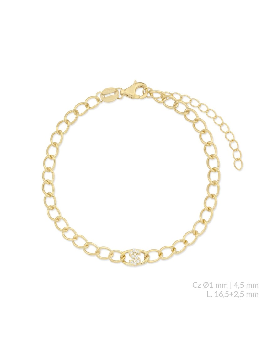 PULSERA VERNICE PLATA DE LEY INICIAL | S