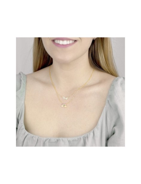 GARGANTILLA PLATA DOBLE ARCOIRIS Y CIRCONITAS COLORES