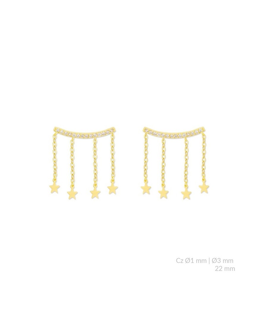 PENDIENTES TREPADORES ESTRELLAS DENISE PLATA Y CIRCONITAS