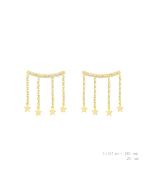 PENDIENTES TREPADORES ESTRELLAS DENISE PLATA Y CIRCONITAS