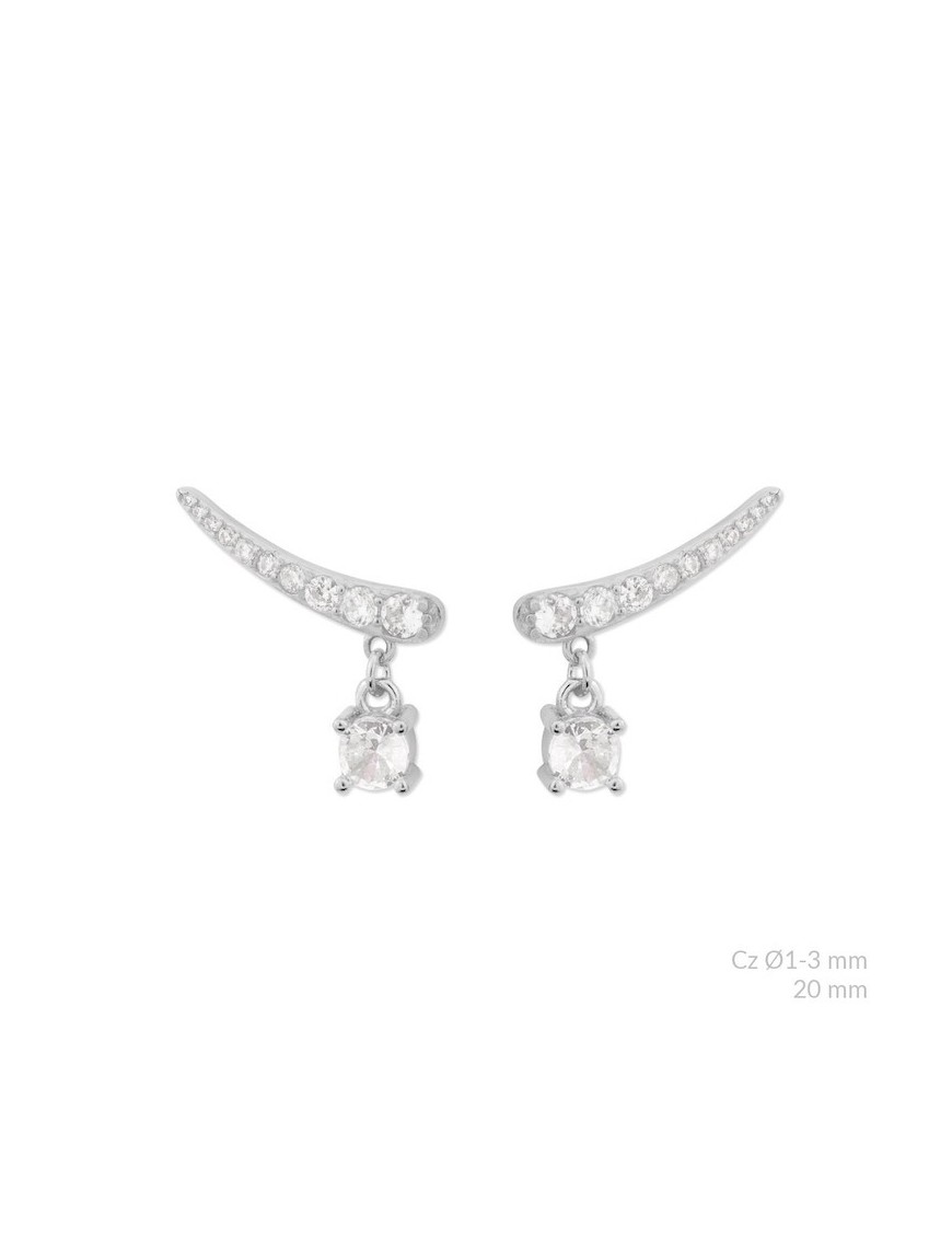 PENDIENTES TREPADORES DENISE PLATA Y CIRCONITAS