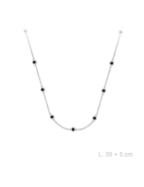 GARGANTILLA EN PLATA MULTI CIRCONITAS NEGRAS