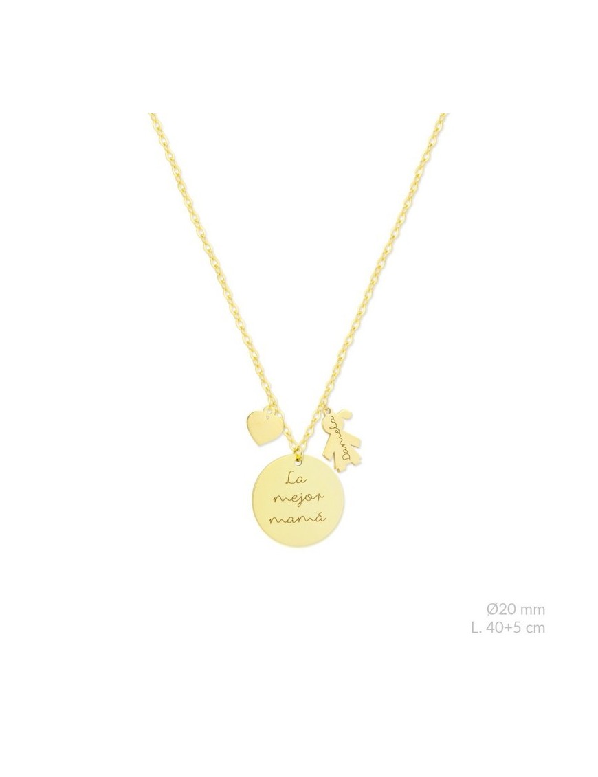 Gargantilla Mamá con niña personalizable en plata