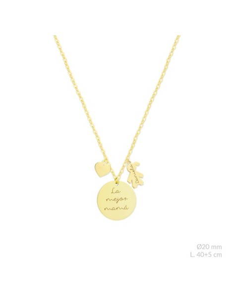 Gargantilla Mamá con niña personalizable en plata