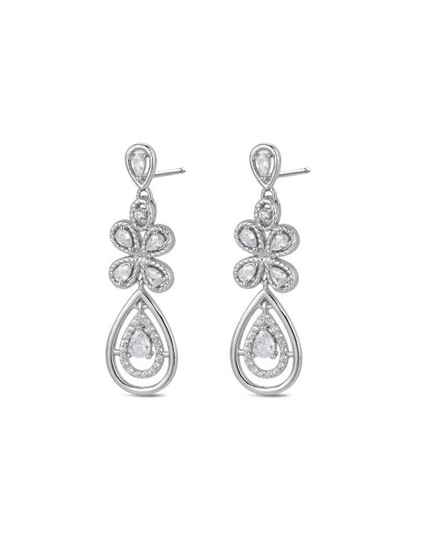 Pendientes Wedding Flor Plata y Circonitas