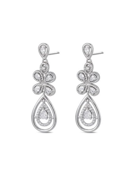 Pendientes Wedding Flor Plata y Circonitas