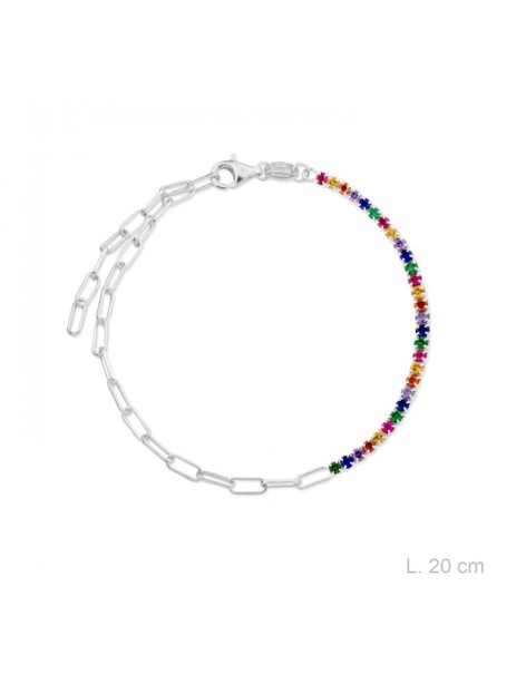 PULSERA "MAMA" PLATA Y CIRCONITAS COLORES