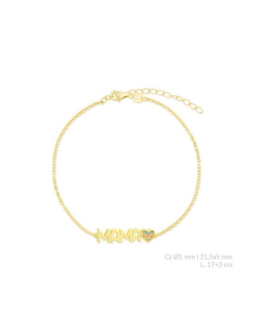 PULSERA MAMÁ PLATA Y CIRCONITAS