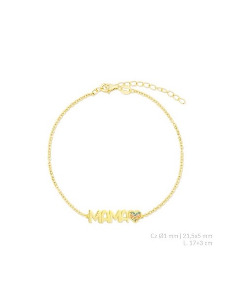 PULSERA MAMÁ PLATA Y CIRCONITAS