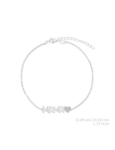 PULSERA MAMÁ CORAZÓN PLATA...