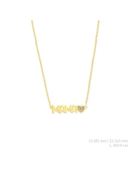 GARGANTILLA MAMÁ PLATA Y CIRCONITAS