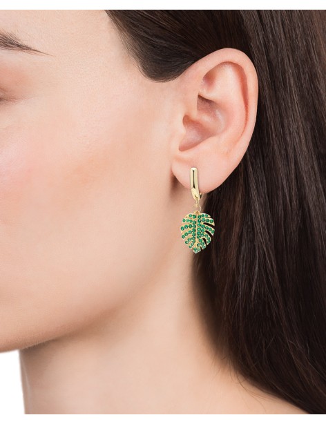 Pendientes Viceroy Hoja Elegant Plata y Circonitas Verdes