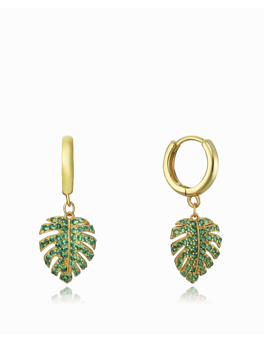Pendientes Viceroy Hoja Elegant Plata y Circonitas Verdes