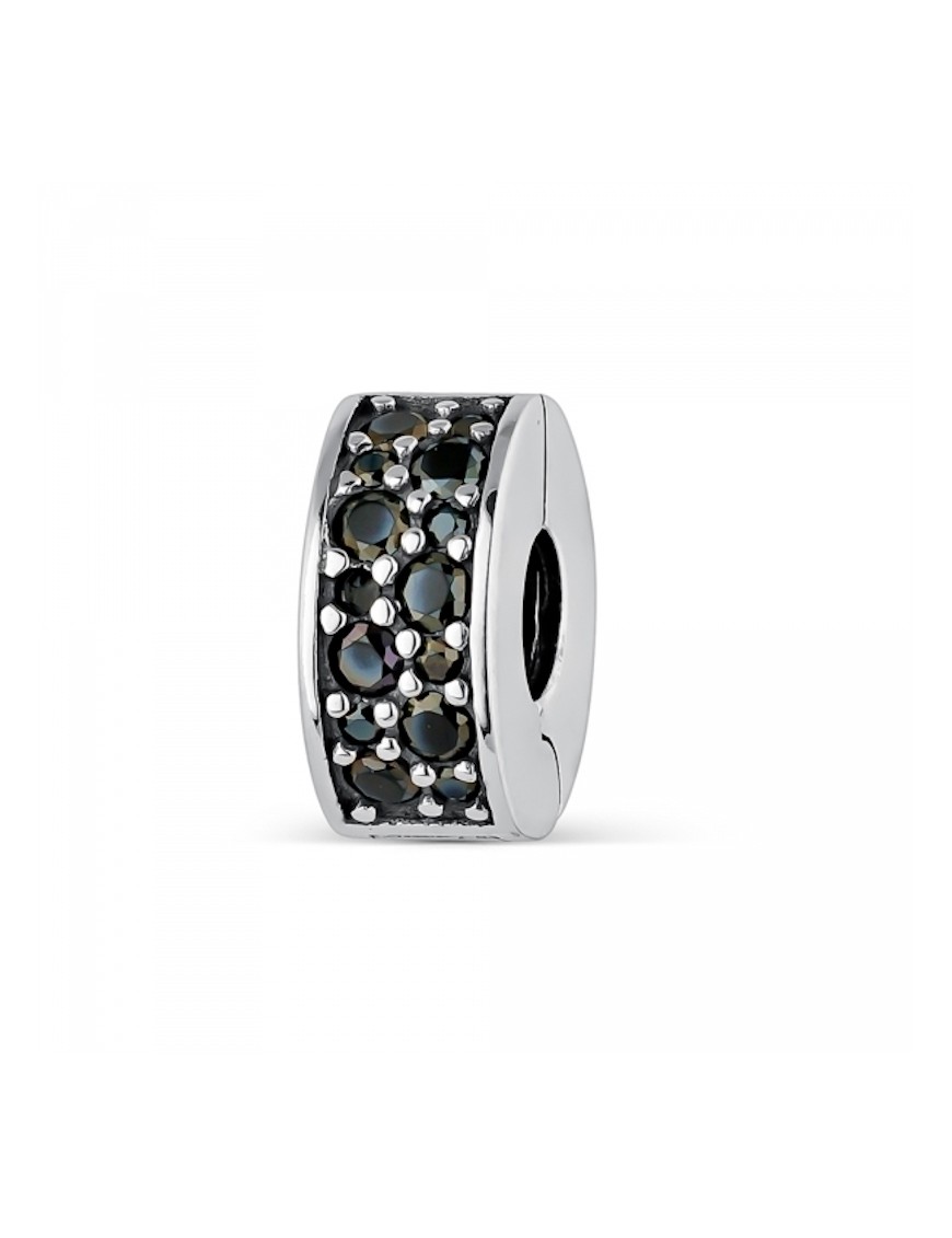 Clip A Tu Lado Luz negro Plata y Circonitas