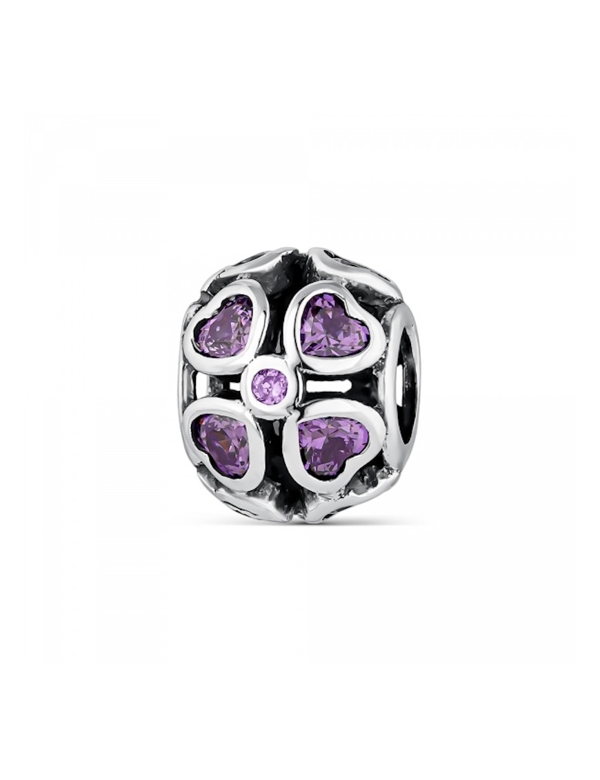 Abalorio A Tu Lado Amores Morado Plata y Circonitas