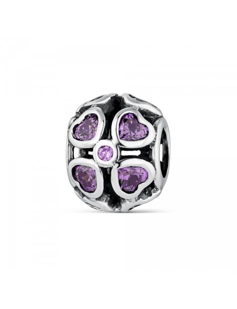 Abalorio A Tu Lado Amores Morado Plata y Circonitas