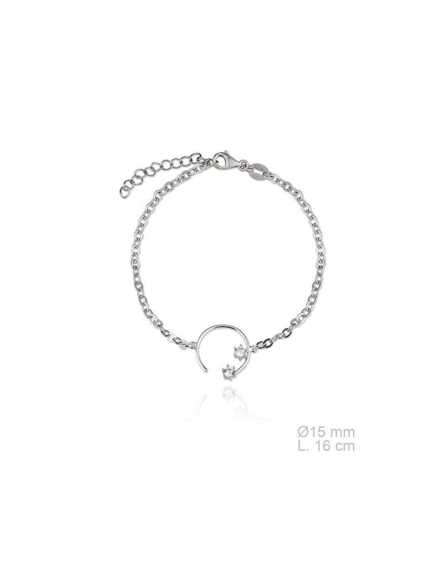 PULSERA SEMICÍRCULO EN PLATA Y CIRCONITAS