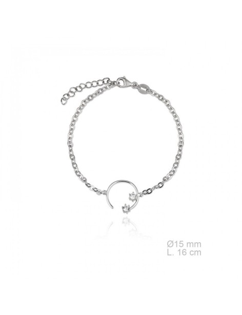 PULSERA SEMICÍRCULO EN PLATA Y CIRCONITAS