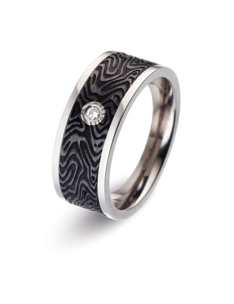 Anillo Alianza Titanio, Carbono y Diamante