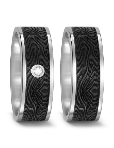 Anillo Alianza Titanio, Carbono y Diamante