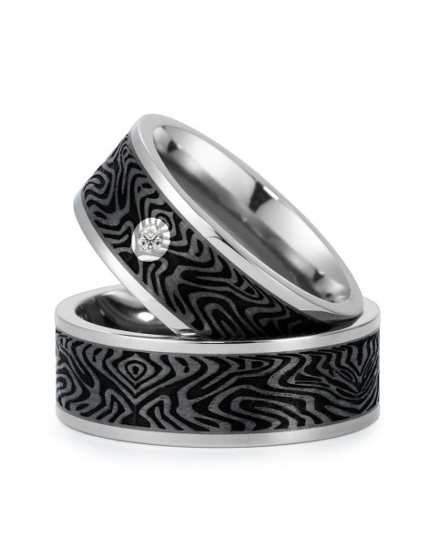 Anillo Alianza Titanio, Carbono y Diamante