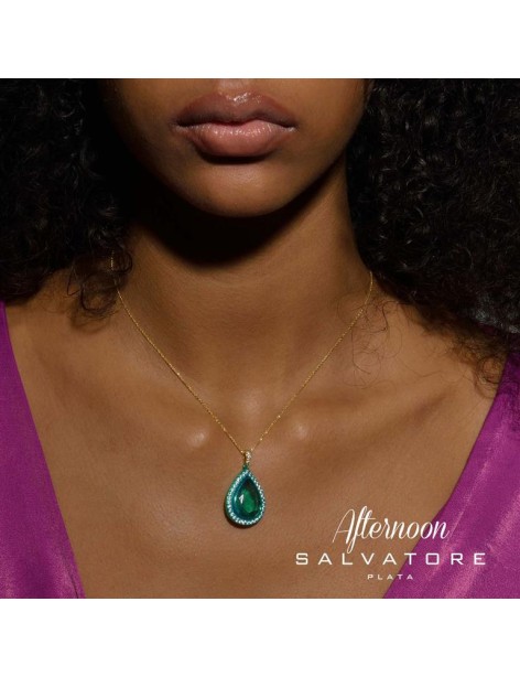 Collar Verde Salvatore Afternoon Plata Chapada y Circonitas Verdes