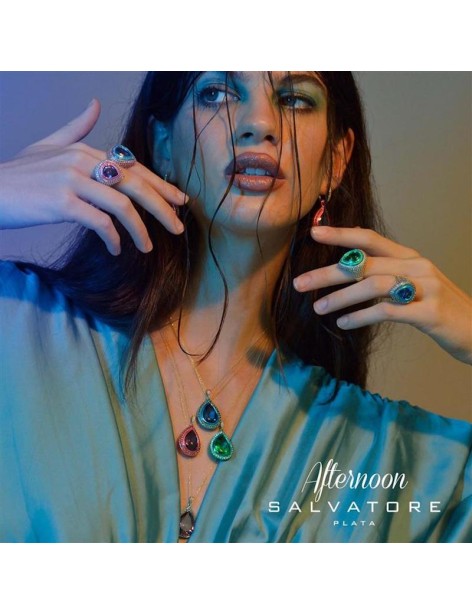 Collar Verde Salvatore Afternoon Plata Chapada y Circonitas Verdes