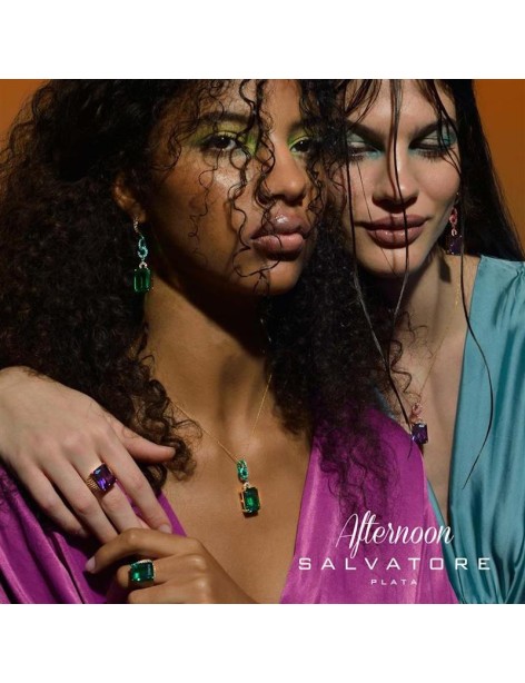 Sortija Salvatore Afternoon Plata, Circonitas y Cristal Amatista