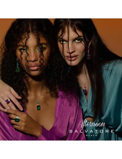Sortija Salvatore Afternoon Plata, Circonitas y Cristal Amatista