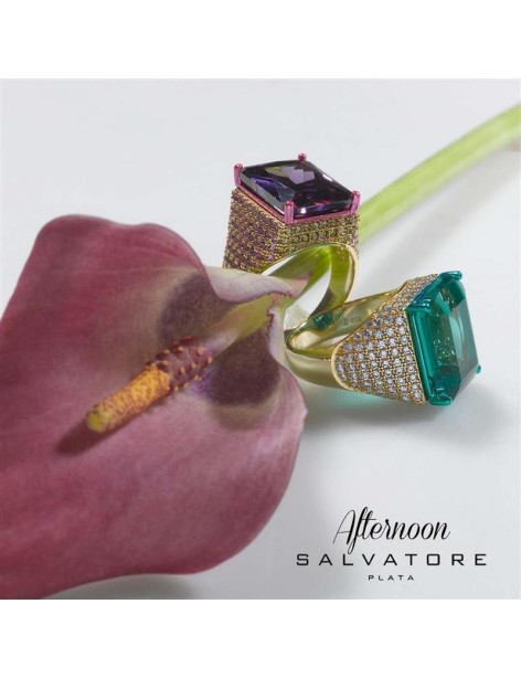 Sortija Salvatore Afternoon Plata, Circonitas y Cristal Amatista